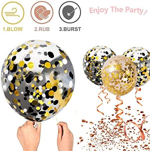 Zesliwy Black Gold Confetti Balloons 50 Pack