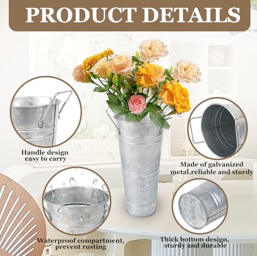 8pcs 10inch Galvanized Flower Bucket Set