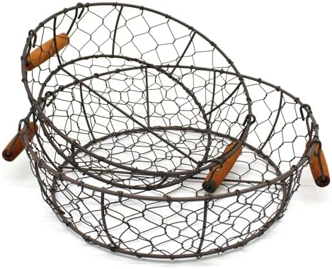 CVHOMEDECO Round Metal Wire Fruit Trays Set of 2
