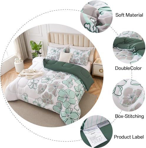 Crossvast 3 Piece Queen Comforter Set with Leaf Design