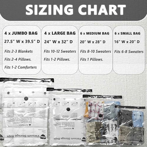 SUOCO 10 Jumbo Vacuum Storage Bags with Electric Pump