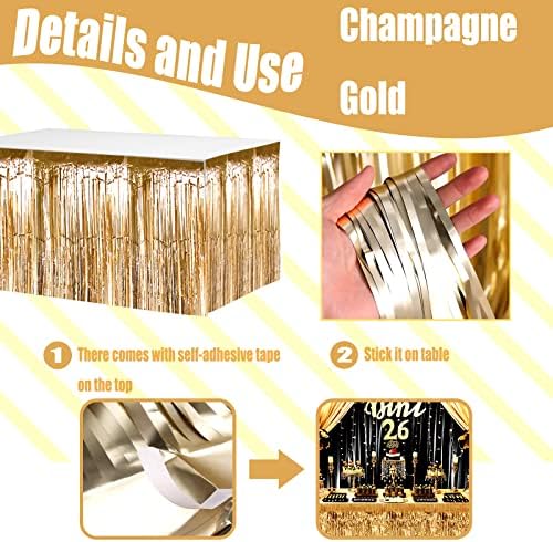 Clayghsen 4 Pack 29x108 Inch Metallic Foil Table Skirts
