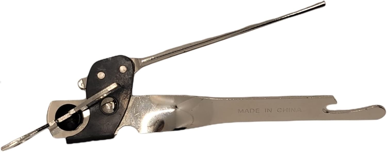 Classic Compact Hand Held Metal Can Opener with Bottle Top Remover