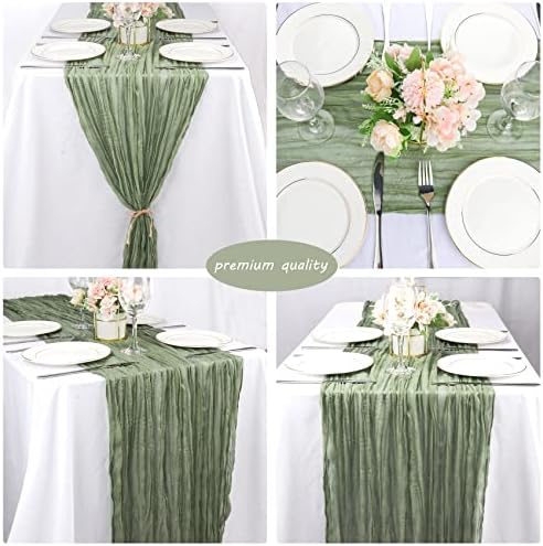12 Pack 10ft Dusty Sage Green Cheesecloth Table Runner
