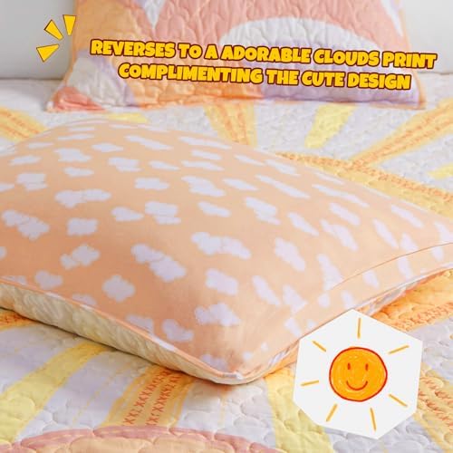 Urban Habitat Kids Queen Quilt Set with Rainbow and Clouds