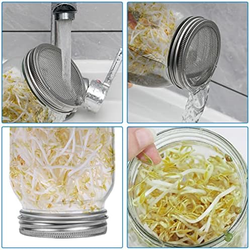 Lulonpon 2pcs Sprouts Growing Jar Kit with Lids and Tray