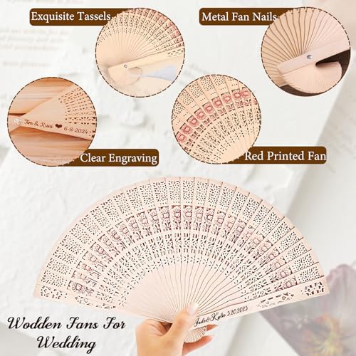 LIUBAI 50PCS Custom Folding Handheld Fans Wedding Favors