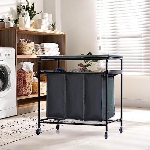 ALIMORDEN Laundry Sorter with Ironing Board and Folding Lid
