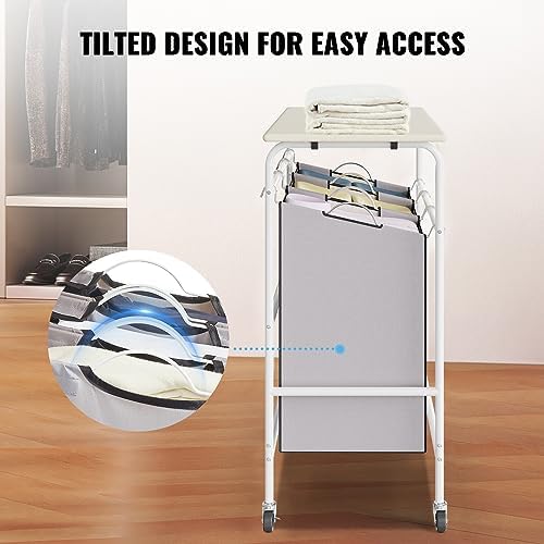 VEVOR 3-Section Laundry Sorter Cart with Ironing Board