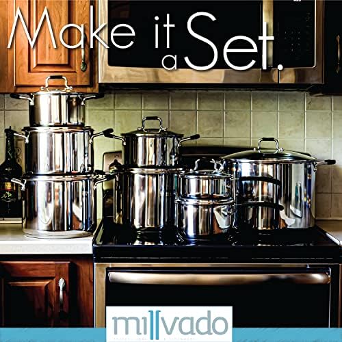 Millvado 20 Quart Stainless Steel Stock Pot with Clear Lid and Steam Hole
