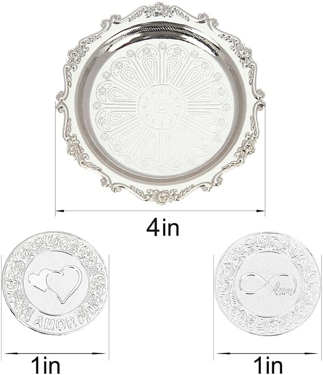 TINGKU Silver Spanish Wedding Ceremony Coins Set with Tray