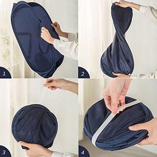 4Pcs Beige Canvas Laundry Hamper Foldable Pop-Up Mesh Basket