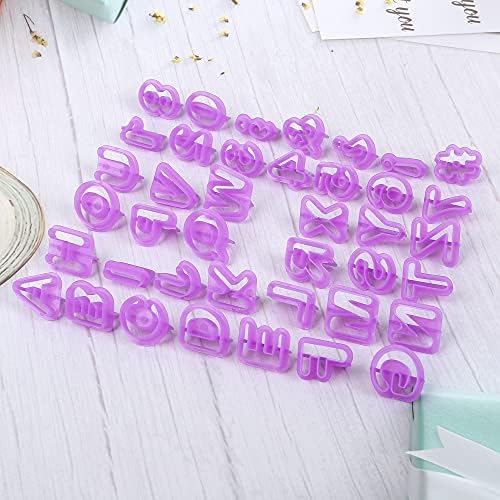 CSPRING 54PCS Plastic Alphabet Number Symbol Cookie Cutters and Mini Fondant Tools
