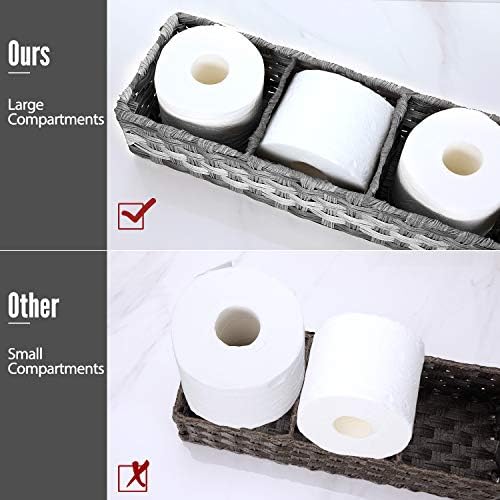 Larger Compartments Toilet Paper Basket with Divider - Rustic Farmhouse Decor