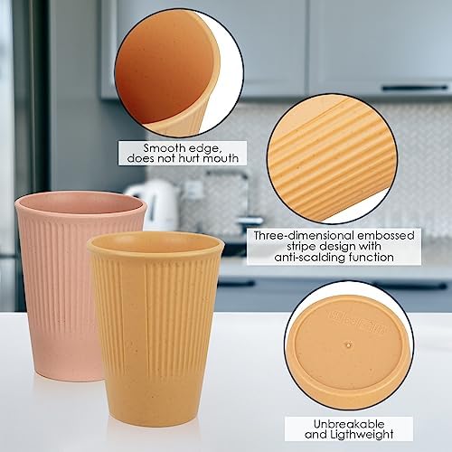Phyllia 12 oz Reusable Wheat Straw Cups Set of 6