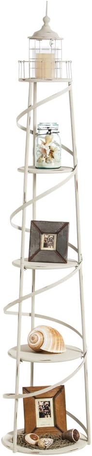 Cape Craftsmen 5 Tier White Distressed Lighthouse Display Shelf Unit