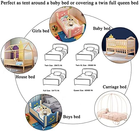 Gold Star Princess Bed Canopy with Lights for Girls and Boys