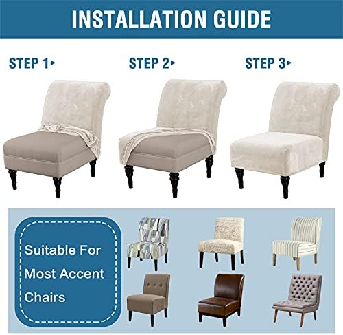HVERSAILTEX Velvet Armless Chair Cover Ivory