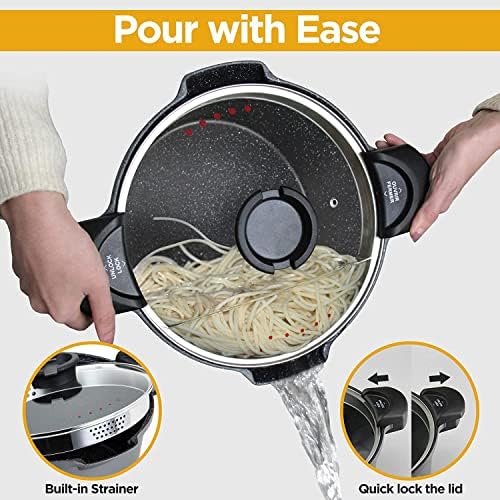 5 Quart Pasta Pot with Strainer Lid and Tempered Glass Lid