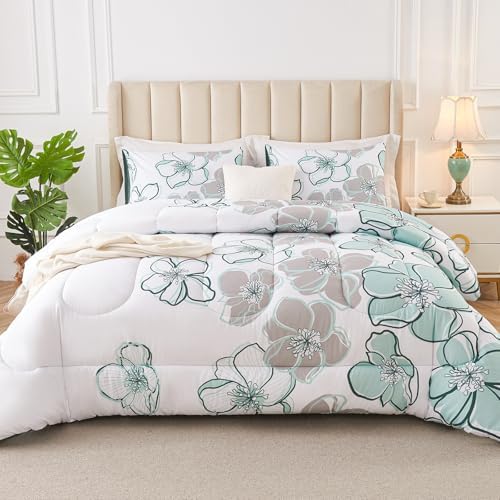 Crossvast 3 Piece Queen Comforter Set with Leaf Design