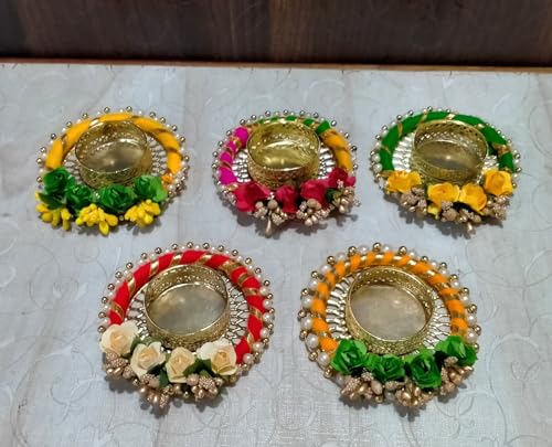 Tizil Set of 2 Flower T Light Candle Holders Rustic Metal Design