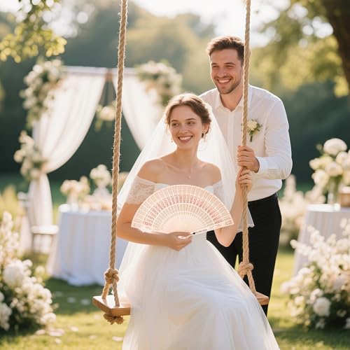 LIUBAI 50PCS Custom Folding Handheld Fans Wedding Favors