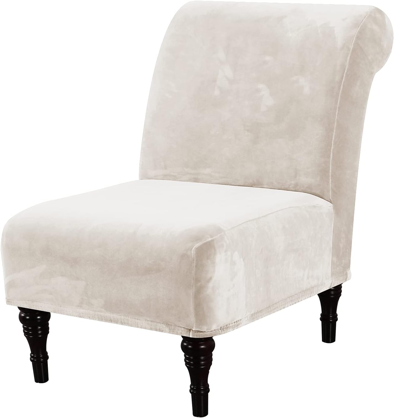 HVERSAILTEX Velvet Armless Chair Cover Ivory