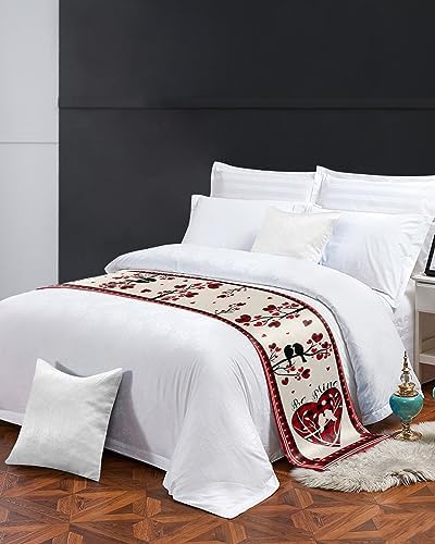 Valentines Love Heart Bed Runner for Twin Size Bed