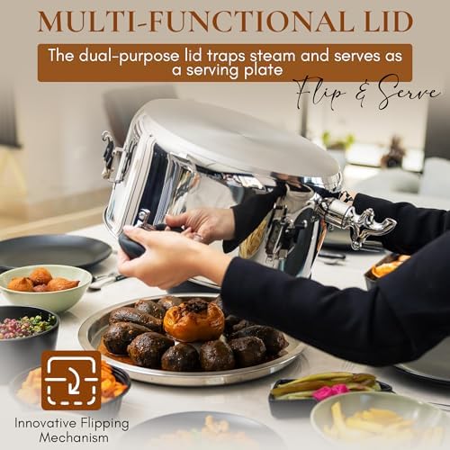 Multipurpose Stainless Steel Stockpot with Flip-and-Serve Lid