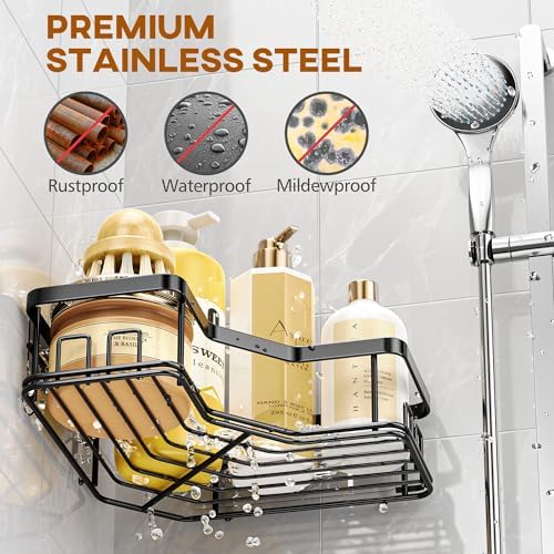MAXIFFE 3-Pack Corner Shower Caddy Organizer Black