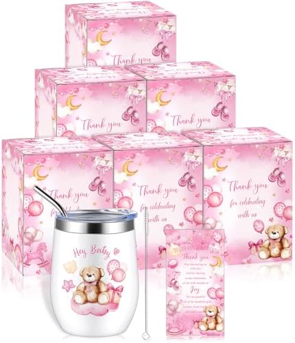 Hoolerry 6 Piece Baby Shower Prize Set with Tumblers Straws and Gift Items
