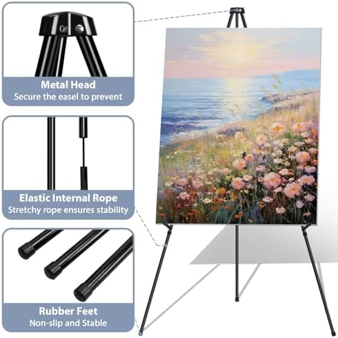 Black Easel Stand with Support Rods for Display