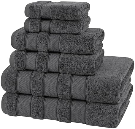 American Soft Linen Salem Bath Towel Set 6 Piece Dark Gray