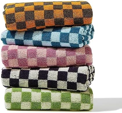 Madi-Cadi Hand Towels 5 Pack - Soft Absorbent Checkered Design