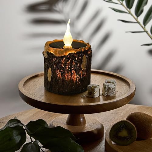 Solar Garden Statue Decor Resin Tree Stump Candle Figurines