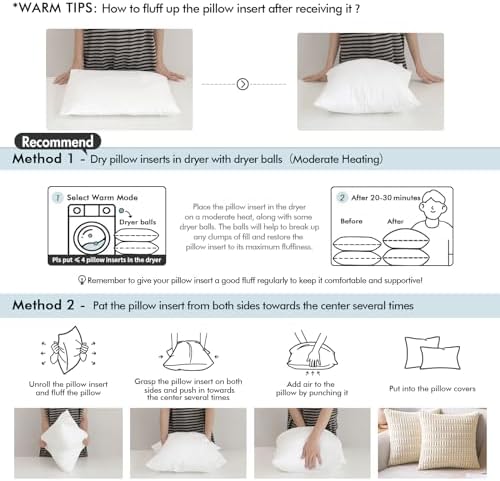 MIULEE 20 Inch Memory Foam Pillow Insert