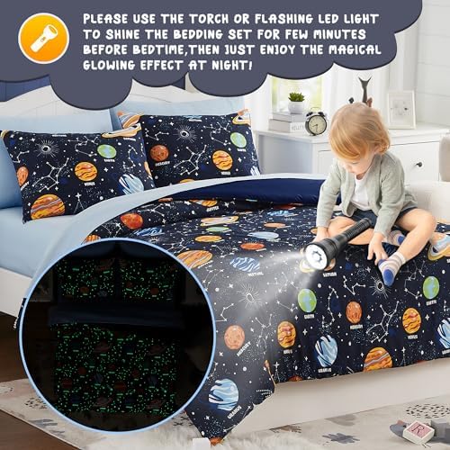 Glow In The Dark Space Comforter Set For Kids