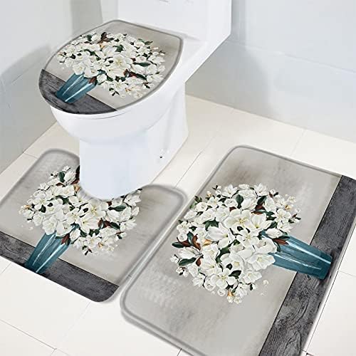 YESOF66 3 Piece Bathroom Rug Set with Non-Slip Backing
