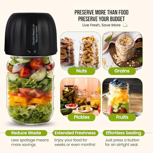 Lumo 3-in-1 Mason Jar Vacuum Sealer with Rechargeable Battery