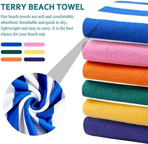Genovega 6 Pack Oversized Stripe Beach Towels