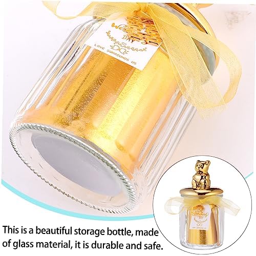 1Pc Elegant Glass Candy Box with Gold Plated Lid