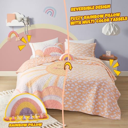 Urban Habitat Kids Queen Quilt Set with Rainbow and Clouds