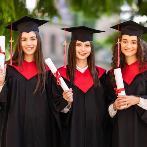 2026 Red White Graduation Tassel with Golden Charm