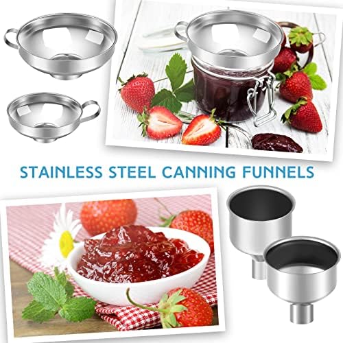 Gejoy 12 Pcs Metal Canning Funnels Set with Strainer and Adhesive Hooks