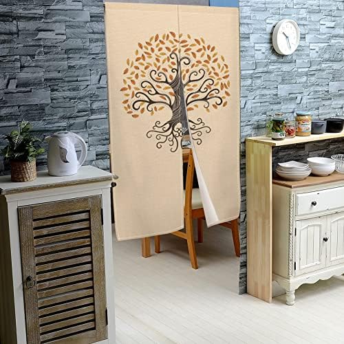 Leowefowa Japanese Noren Door Curtain with Tree Print