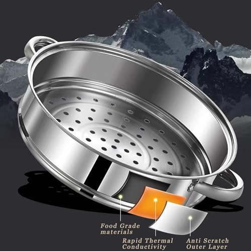 11 Inch Stainless Steel 2-Tier Steamer Pot with Lid