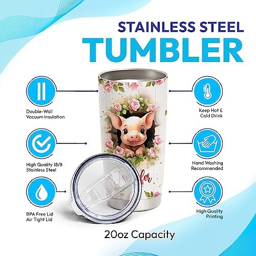 Hyturtle Personalized Pig Tumbler 20oz With Flip Lid