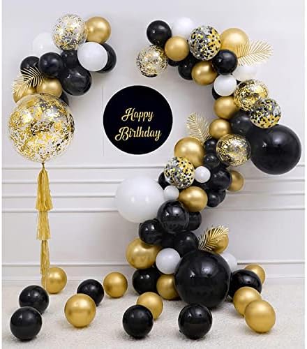 Zesliwy Black Gold Confetti Balloons 50 Pack