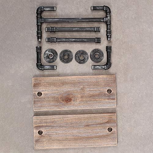 Retro Grey Industrial Pipe Bathroom Shelf Towel Rack 2 Tier