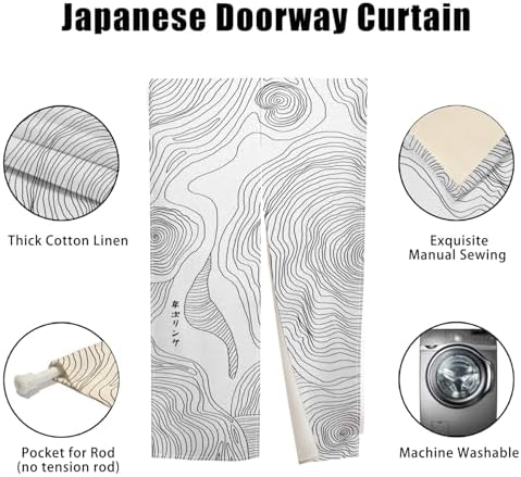 Noren Door Curtain Privacy Divider with Paisley Pattern
